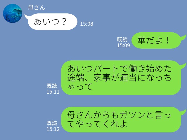 夫『あいつ家事がテキトーなんだよ』義母『あんたねえ…』文句ばっかりの夫が義母に愚痴連発！？⇒義母の神対応に感動…！